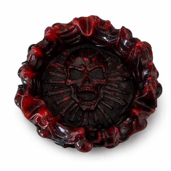 Skull Ashtray Red Black Drip | Handmade Resin - Picture 2 of 6